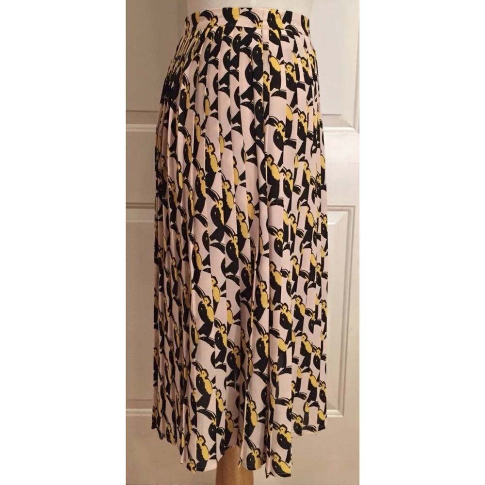 Anthropologie x Avec Le Filles Pleated Midi Skirt Tropical Toucan Size 6 Preppy - Picture 3 of 9